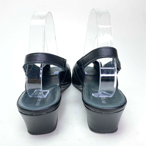 Eric Michael Womens Size US 10 EU 40 Black Leather Cross Slingback Strap Sandals - Picture 4 of 9